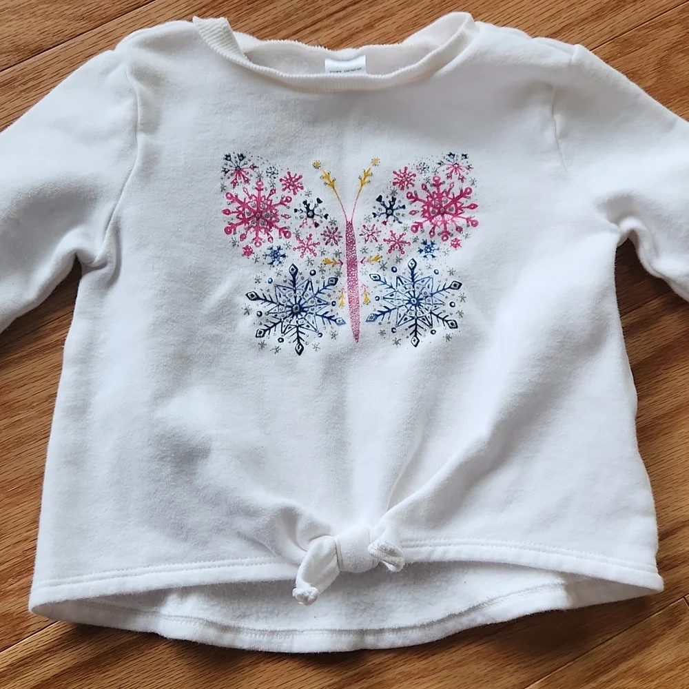 Carters Toddler White Lightweight Fleece Shirt Long Sleeve 2T